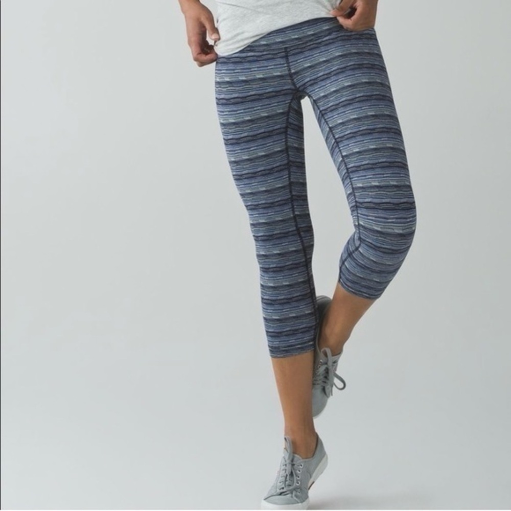 Lululemon Wunder Under Crop III Space Dye Twist Sapphire Blue Multi 6